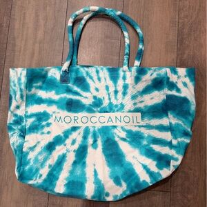 Moroccan Oil Turquoise and White Tie-Dye Tote/ Beach Bag